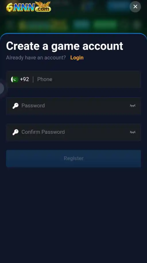 6NNN Game registration screen