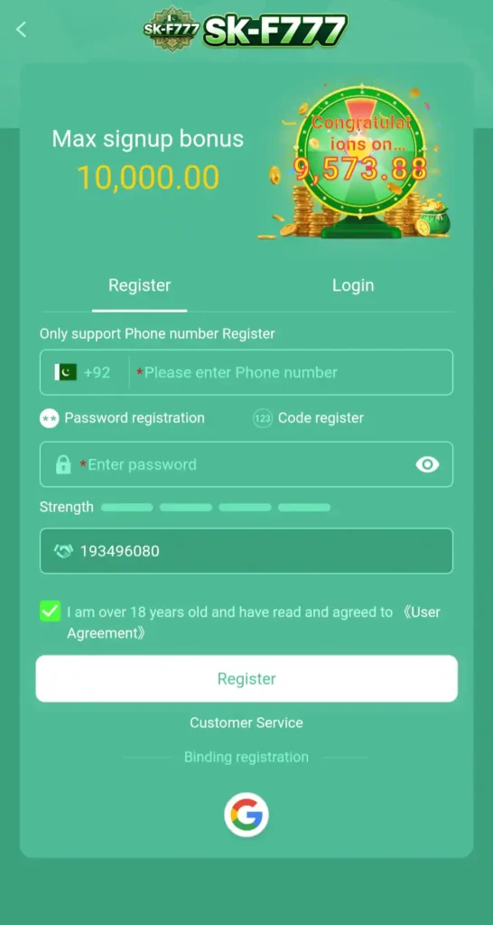 SKF777 Game registration