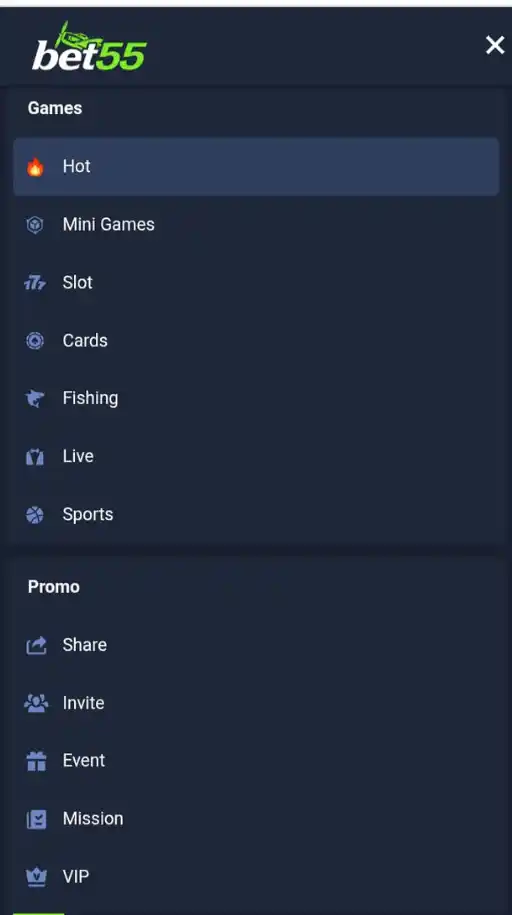 Available games on Bet55 Game