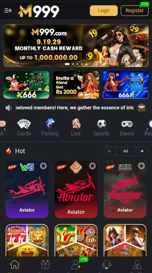 M999 Game home screen