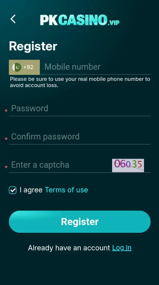PK Casino Game registration 