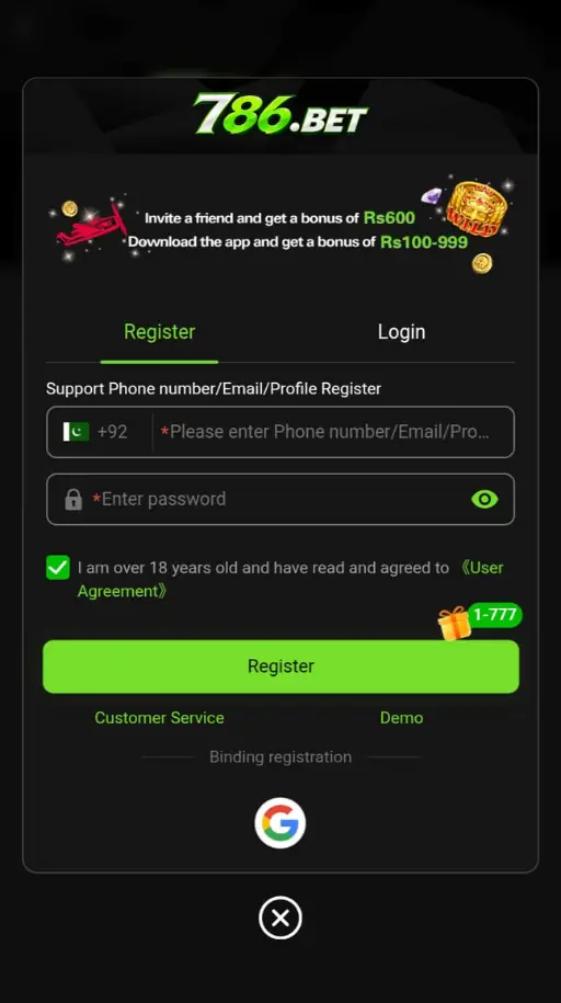 786bet Game registration
