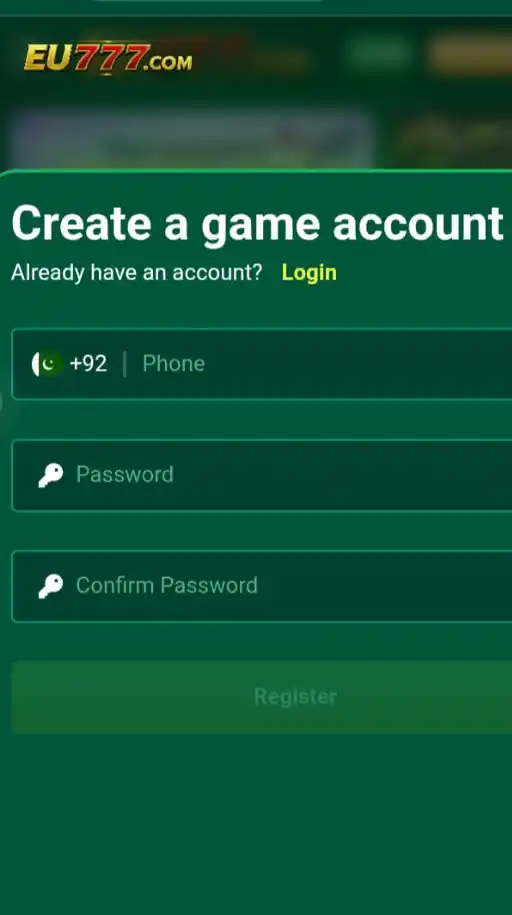 EU777 Game Registration Screen