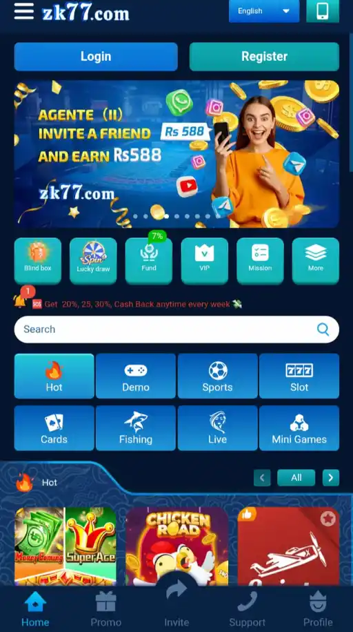 ZK777 Game main Dashboard